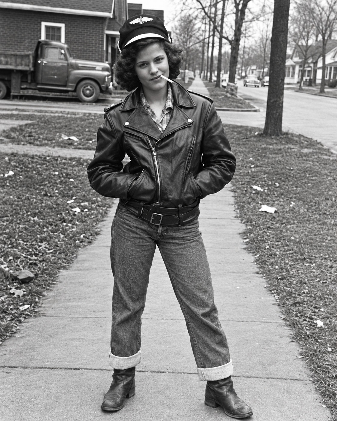 1950s Rockabilly Leather Greaser Tough Girl Matte Photo Reprint 8