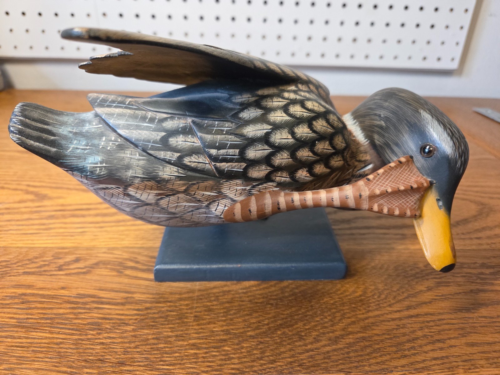 Vintage Hand Carved Hand Painted Wooden Duck