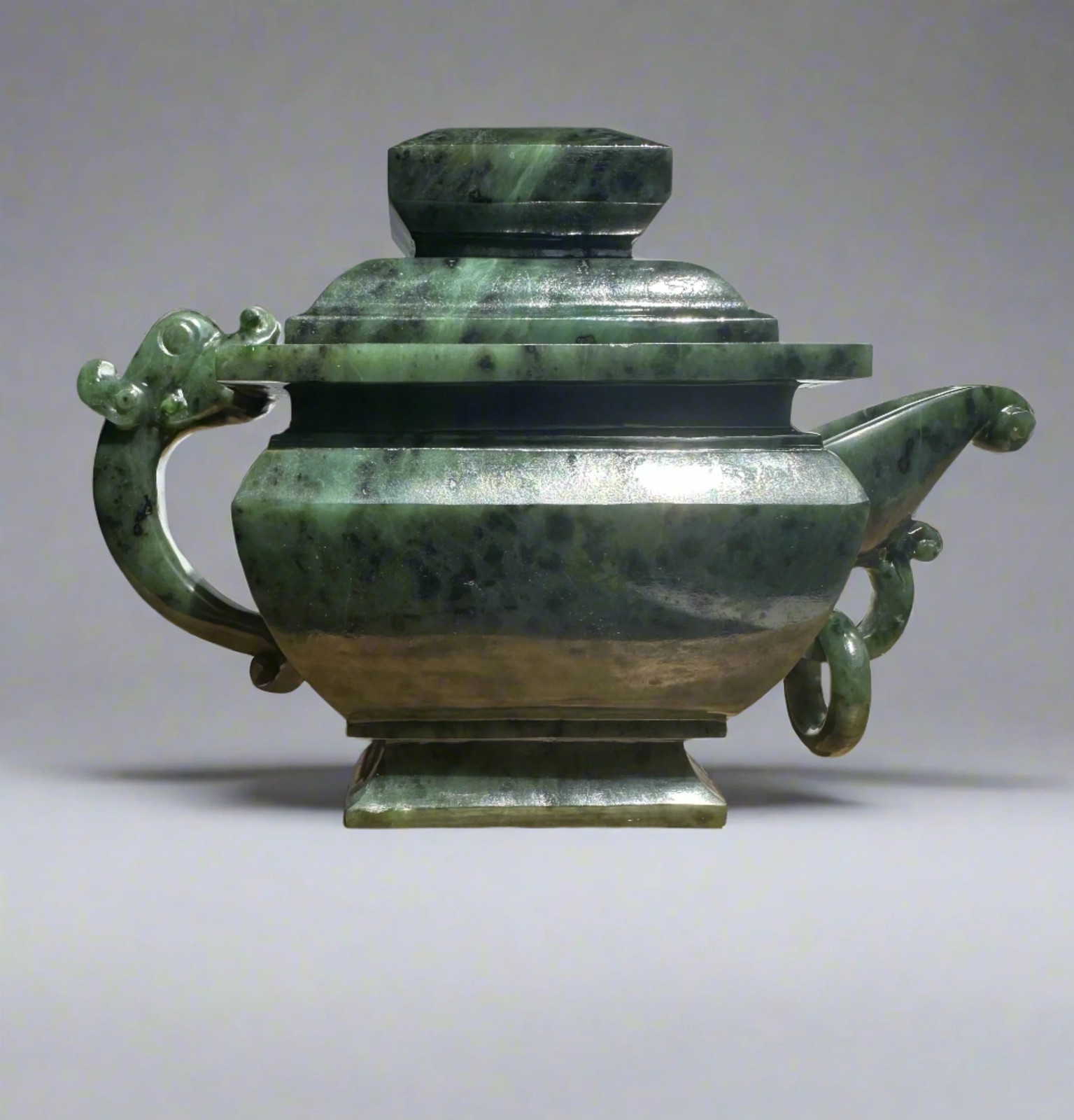 Natural Canadian River Jade Teapot, 6.75\