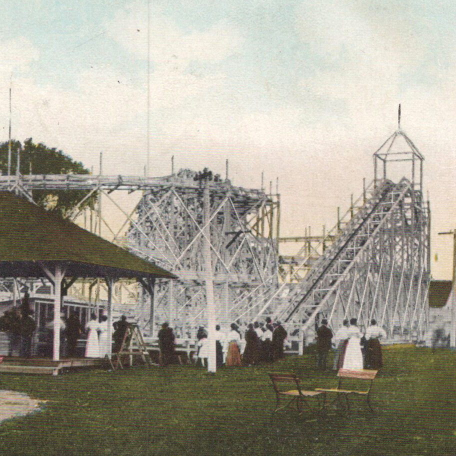 Antique 1909 Alamo Amusement Park Ride Cedar Rapids Iowa Postcard