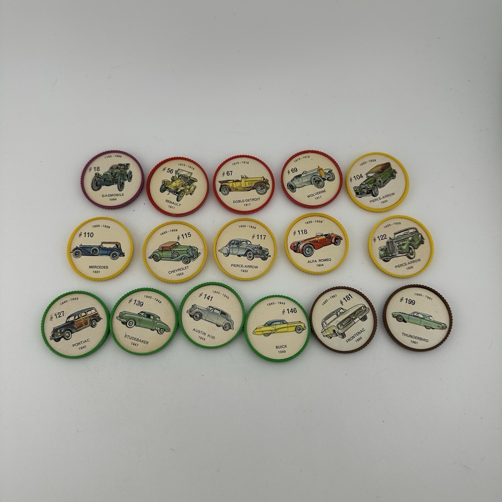 Vintage 1960s Jell-O Car Coins Lot of 16 # 18 56 67 69 104 110 115 117 118 122