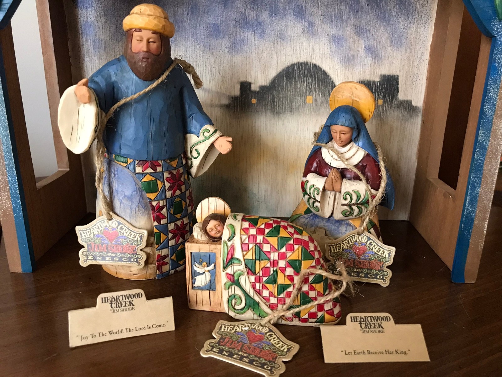 Jim Shore NATIVITY Holy Family & Stable Creche 113254 & 113258 w Tags/Boxes 2003