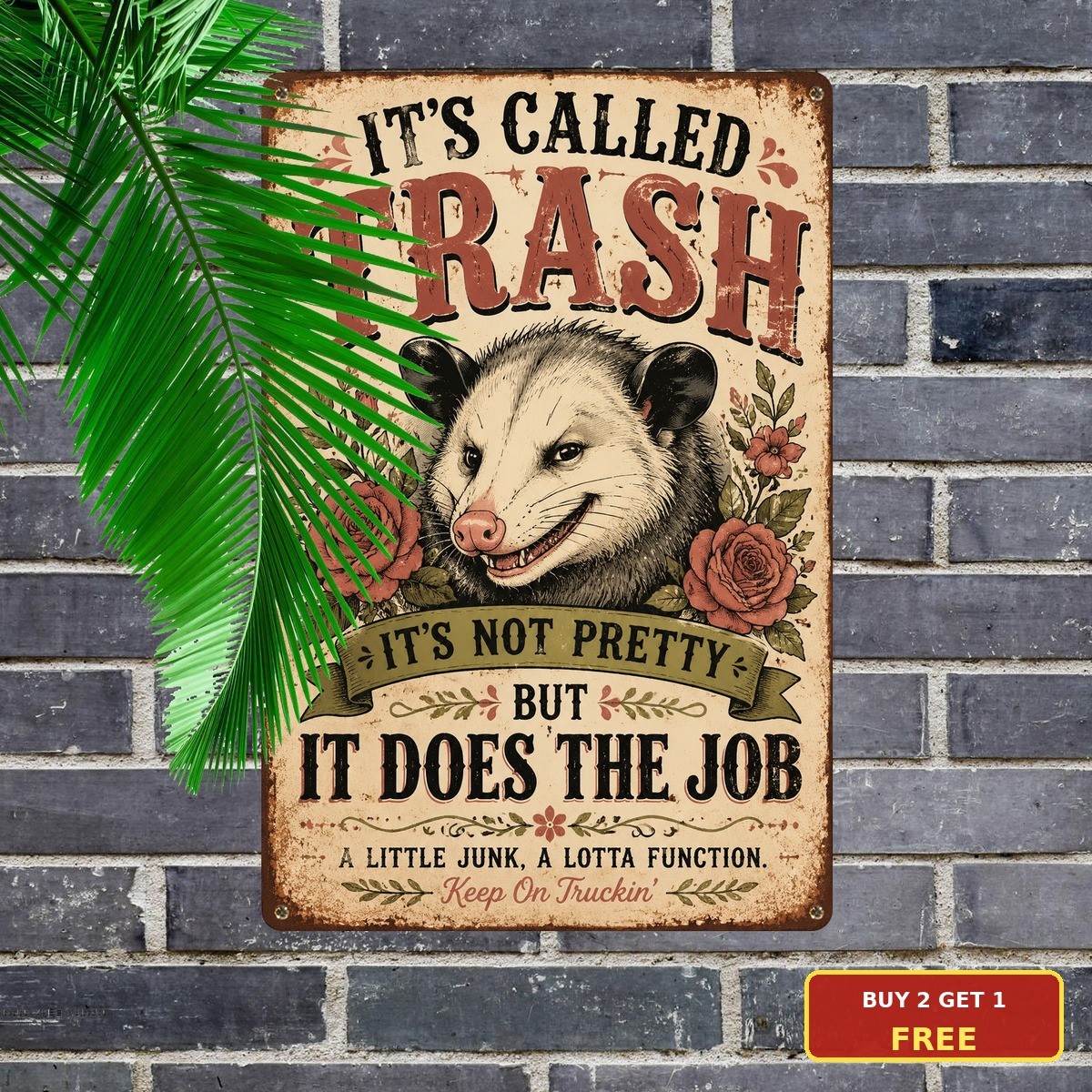 I Am Not Trash Possum Wildlife Humorous Animal Lover Metal Tin Sign Decor