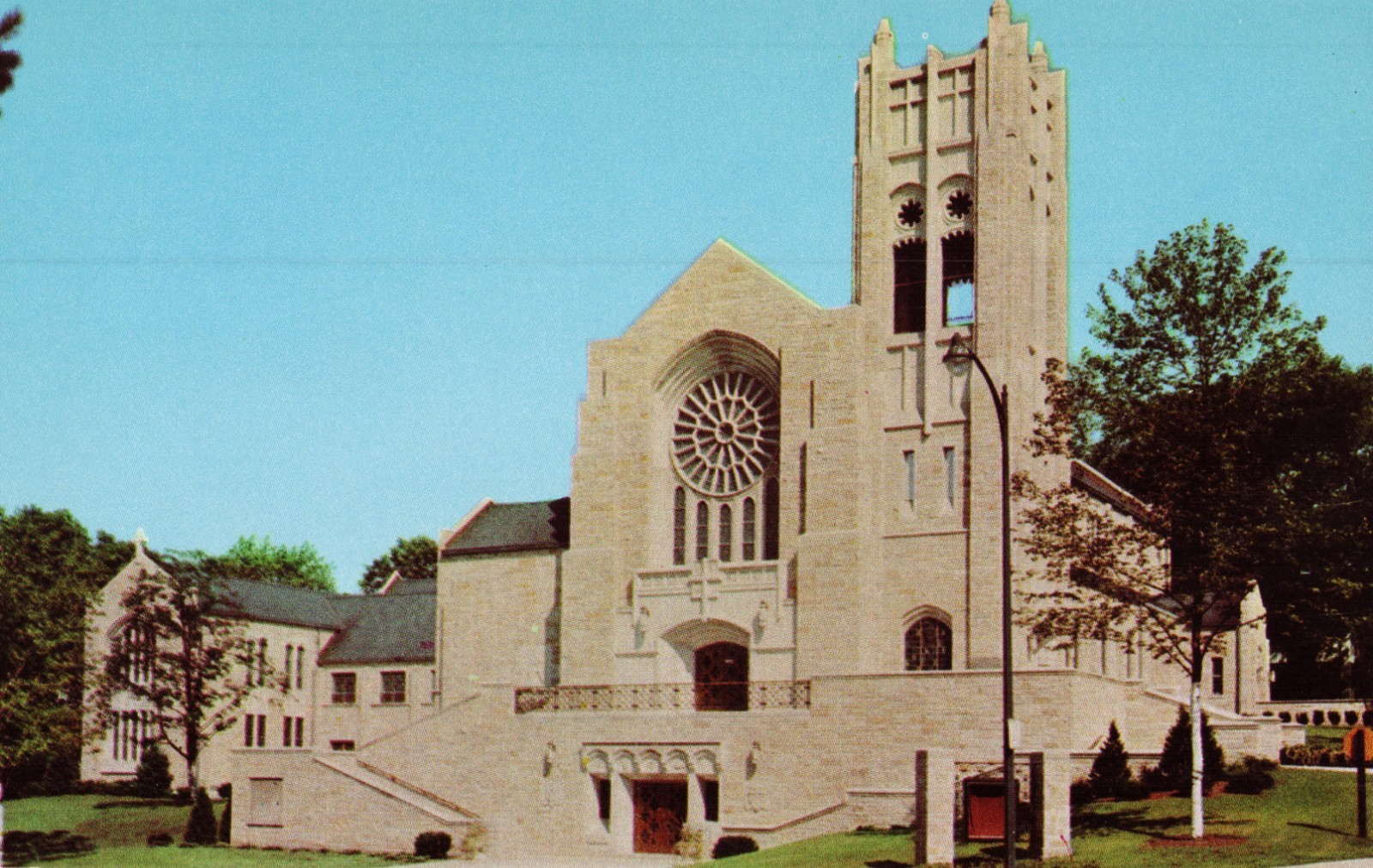 Postcard First Methodist Church Baker Memorial St Charles Illinois c 1965
