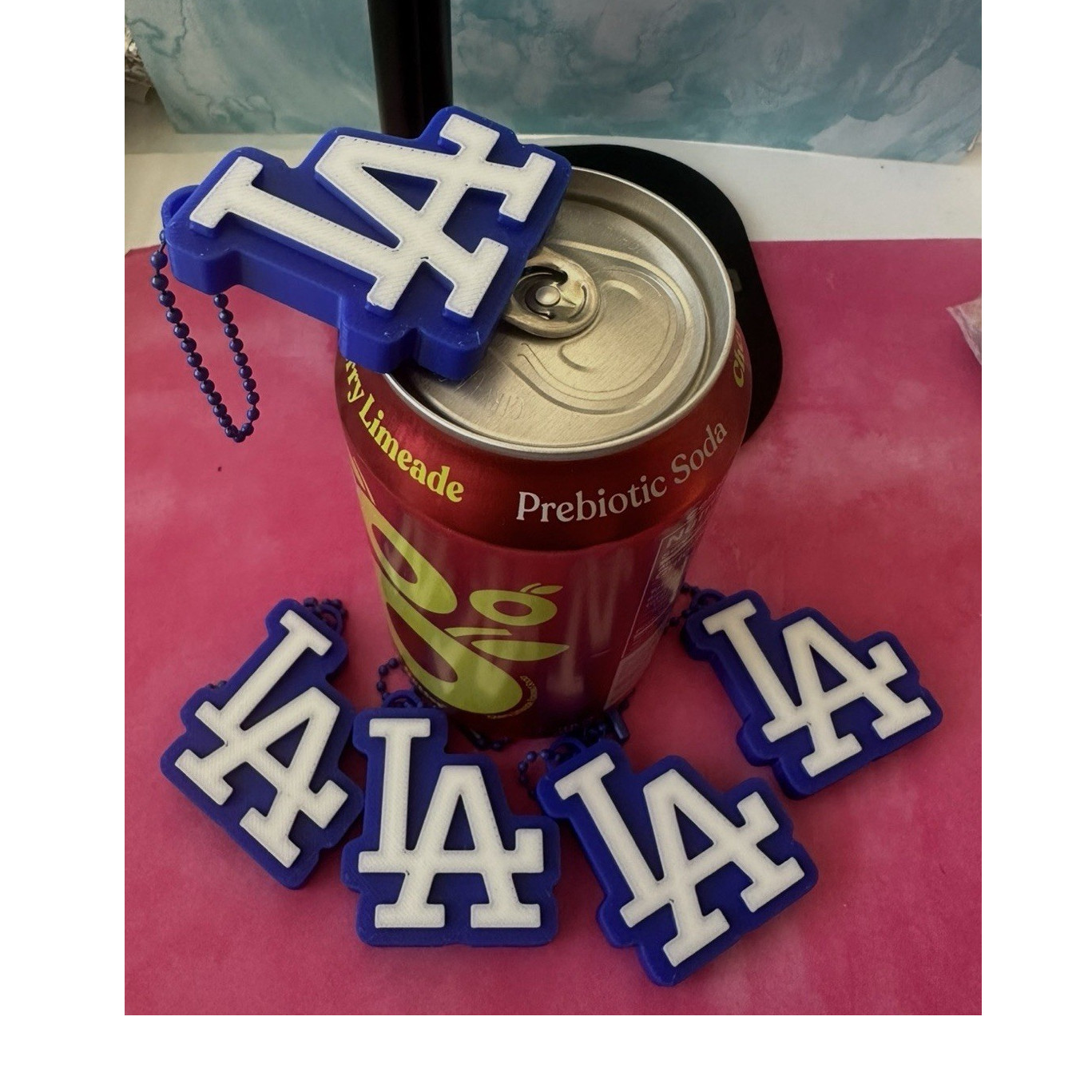 LA BLUE BASEBALL 3D Beverage Can Tab Pull Keychain