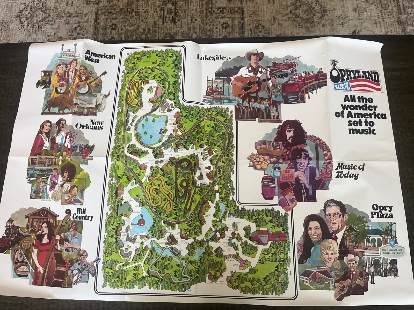 Vintage 1970s Opryland USA Souvenir Map Nashville TN Amusement Park Dolly Parton