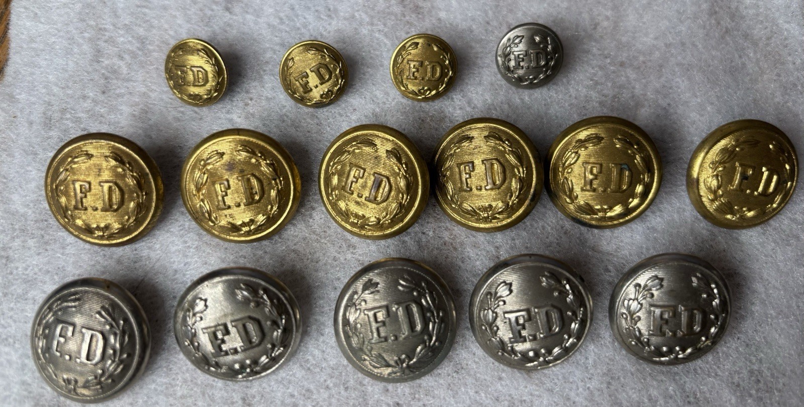 Vintage Antique Ceremonial Dress Fire Department FD Uniform Gold Silver Buttons