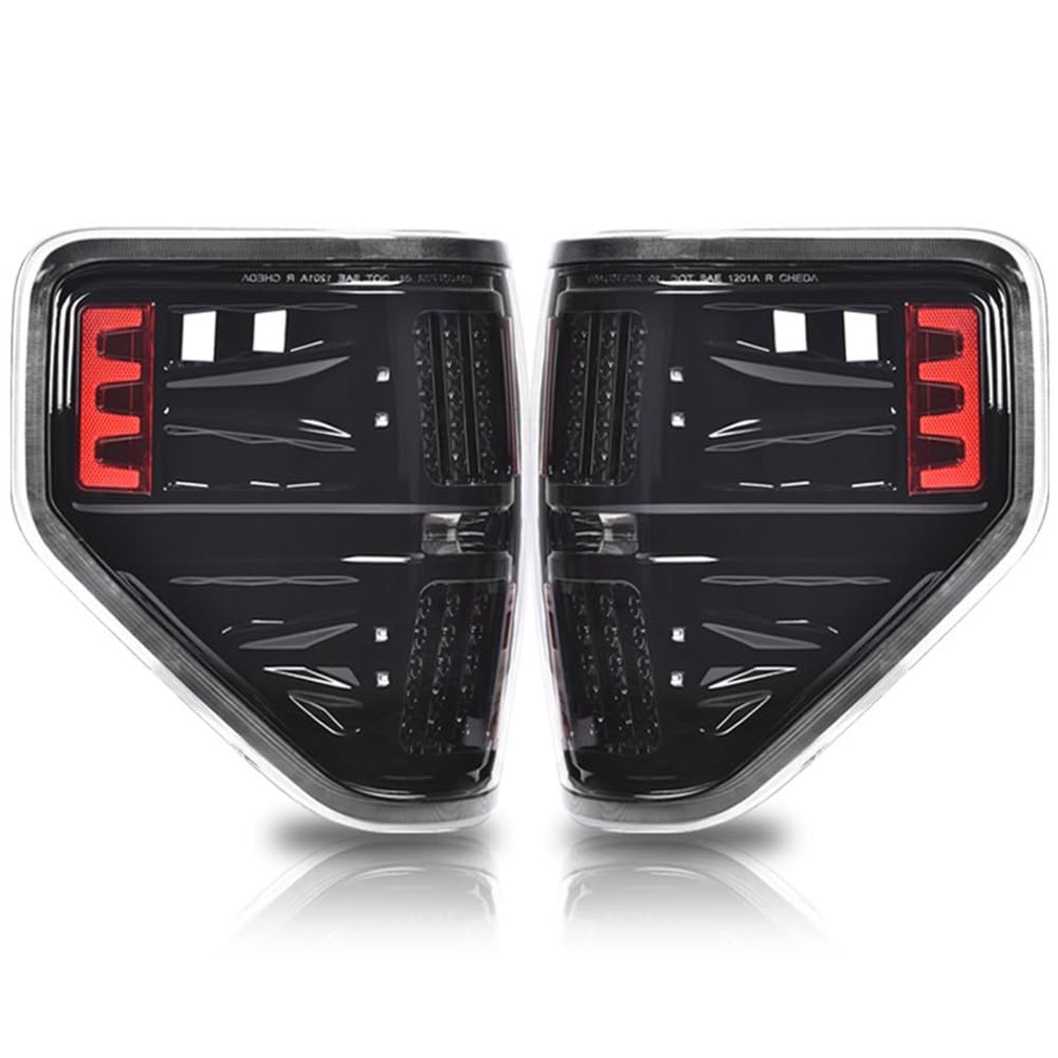 PIT66 LED Tail Lights Compatible with 2009-2014 Ford F150 LED Point Style Bla...