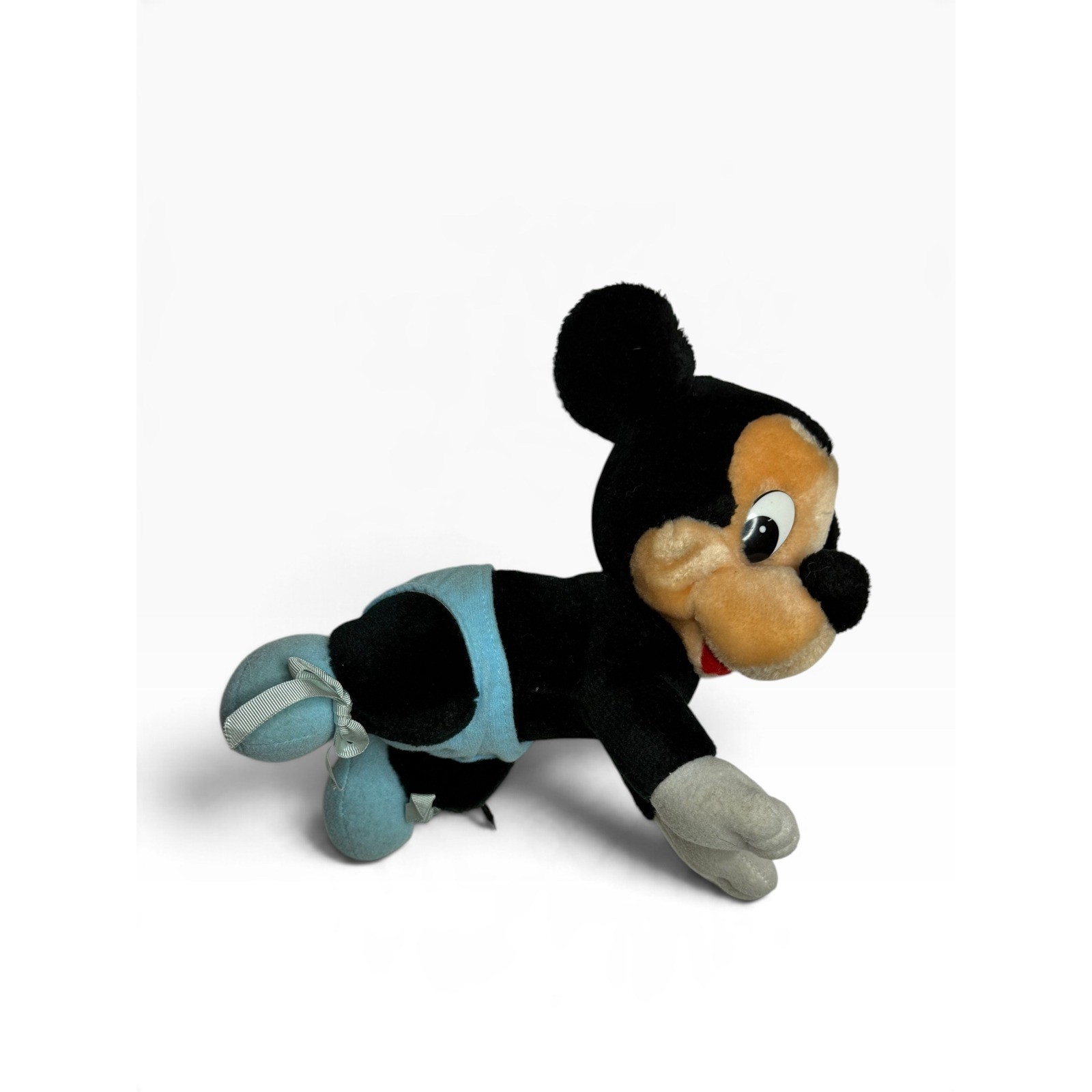 Vintage 1984 Disney Baby Mickey Mouse Plush Crawling Blue Diaper 10 inch Toy