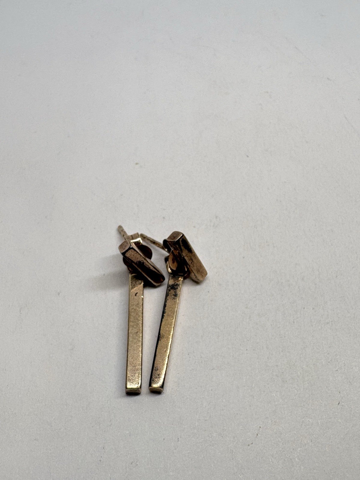 4.3g DYADEMA STERLING SILVER BAR DESIGNER VERMEIL VINTAGE BRUTALIST EARRINGS 925