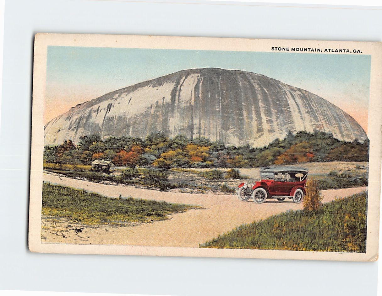 Postcard Stone Mountain Atlanta GA Vintage Red Vintage Car Touring Car Antique