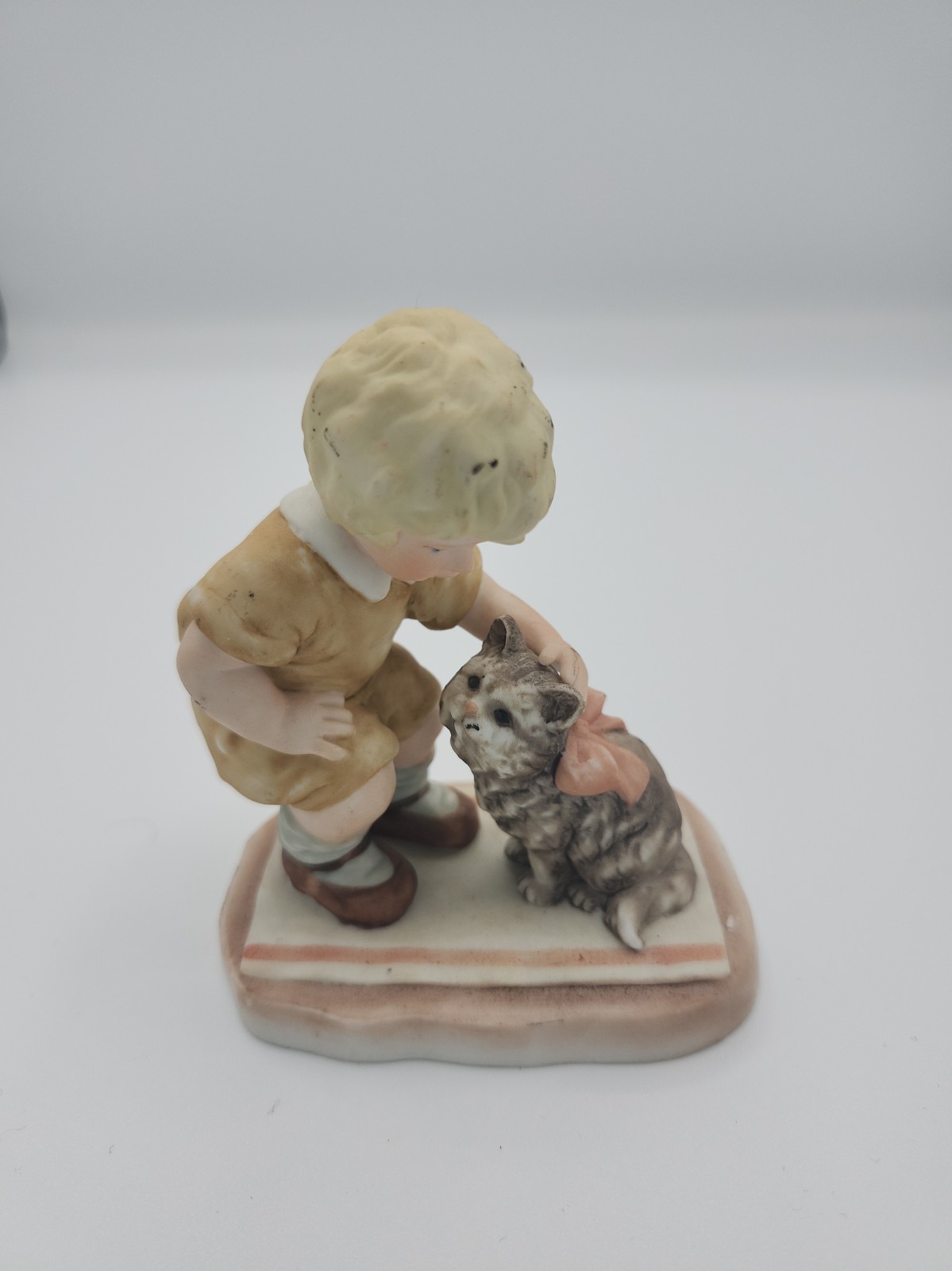 Enesco Treasured Memories Pals 1982 E-8803 Boy With Cat Figurine Porcelain