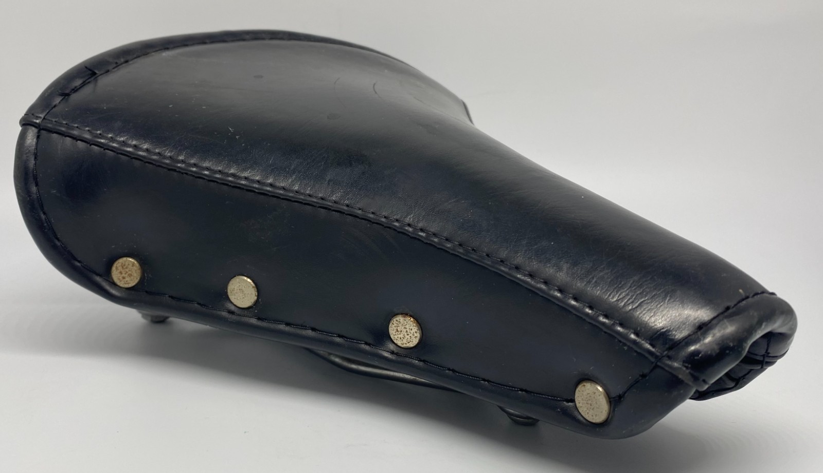 Vintage Schwinn Approved Bicycle Saddle Seat Black Vinyl Coil Spring Riveted