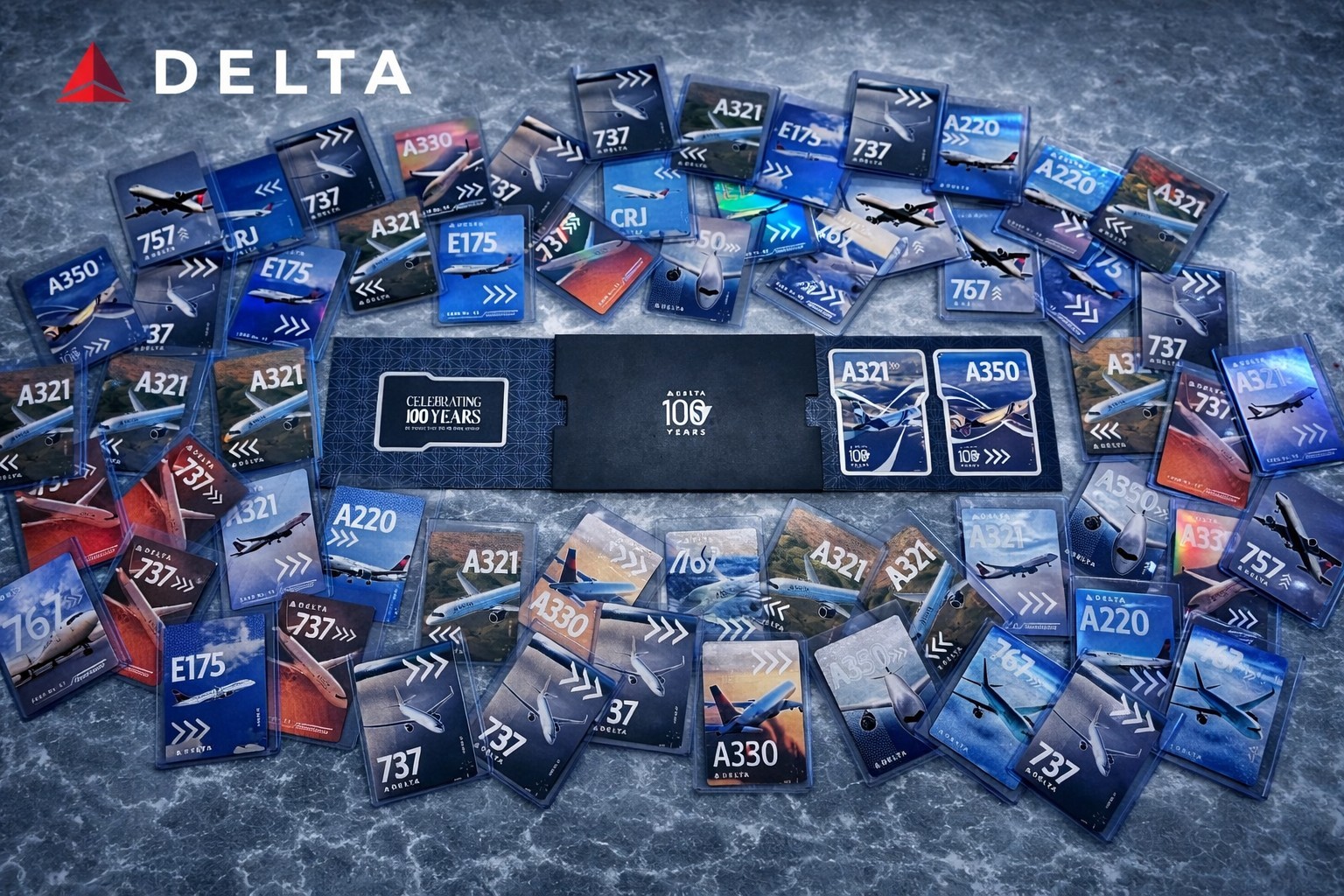 🔥2025 Limited Edition Delta 100 Years Anniversary Set A321 & A350 Trading Cards