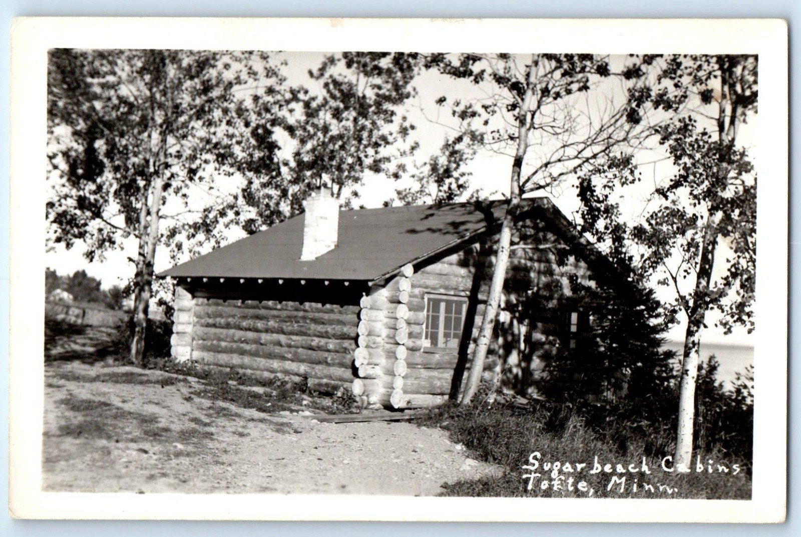 c1940's Sugar Beach Cabins Tofte Minnesota MN RPPC Photo  Postcard