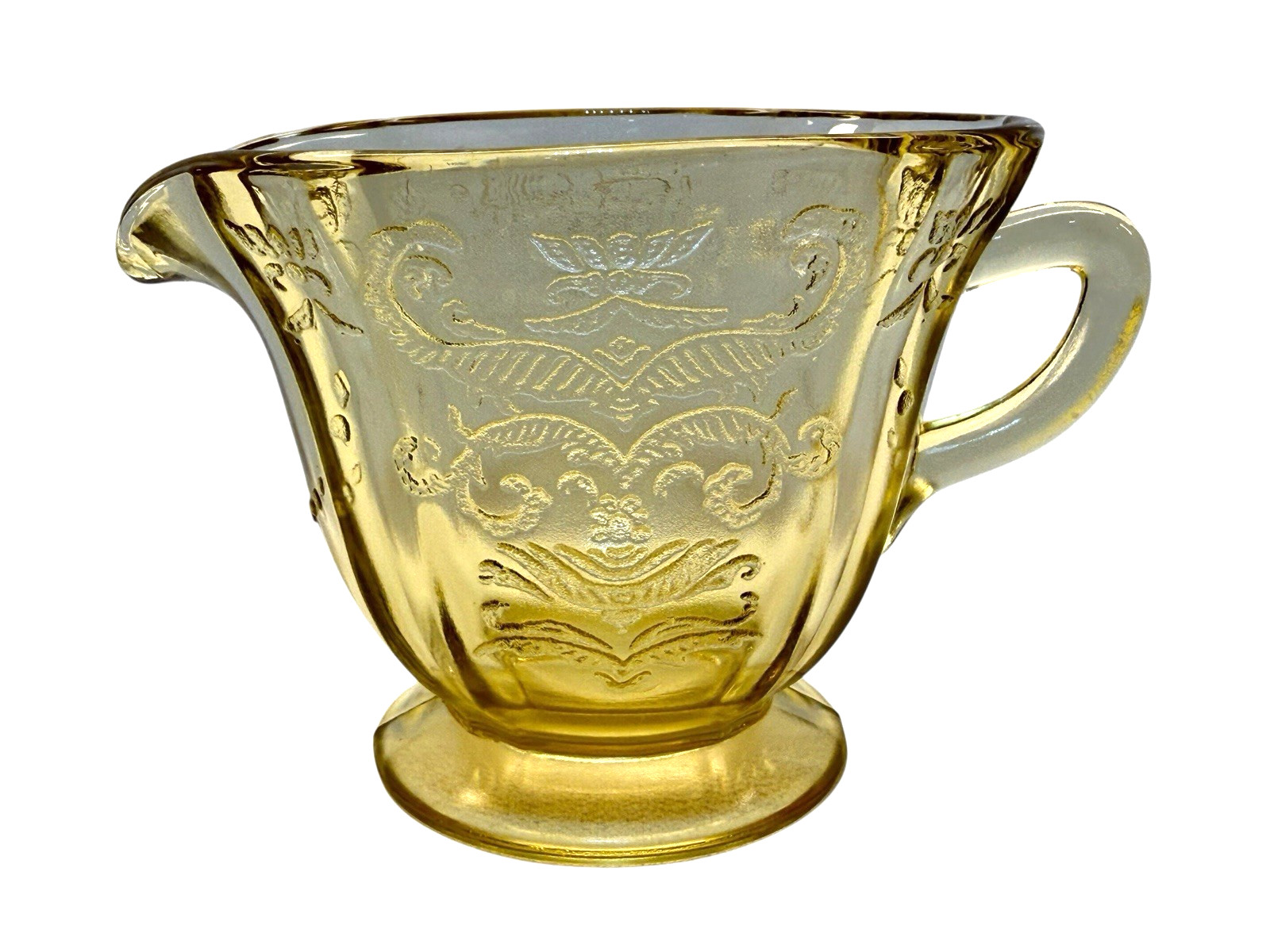 Vintage Federal Glass Madrid Amber Footed Creamer 1932-1939 Depression Glass