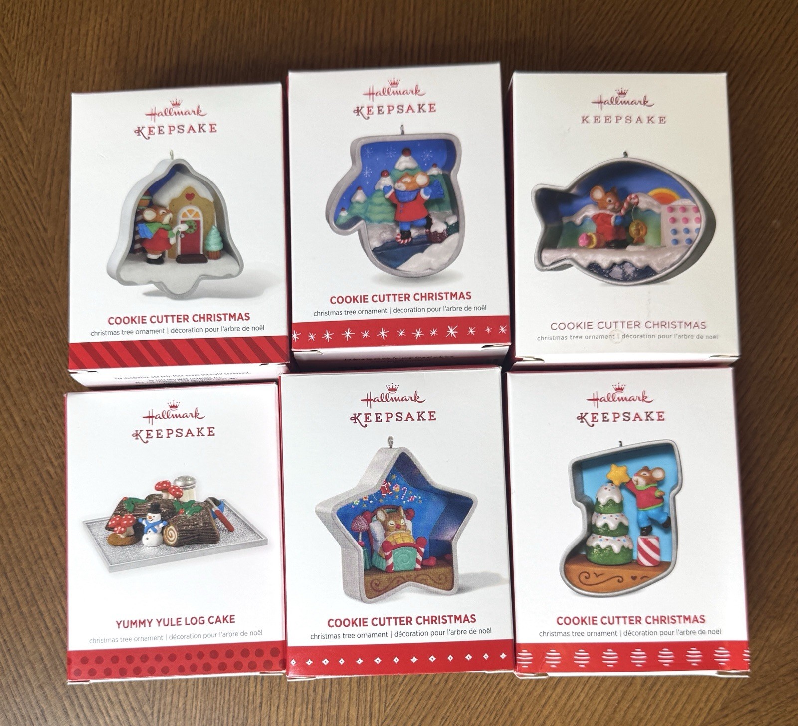 Hallmark Cookie Cutter Christmas 2014-2018 #3-7 + 2013 Yule Log Lot of 6- Lot A