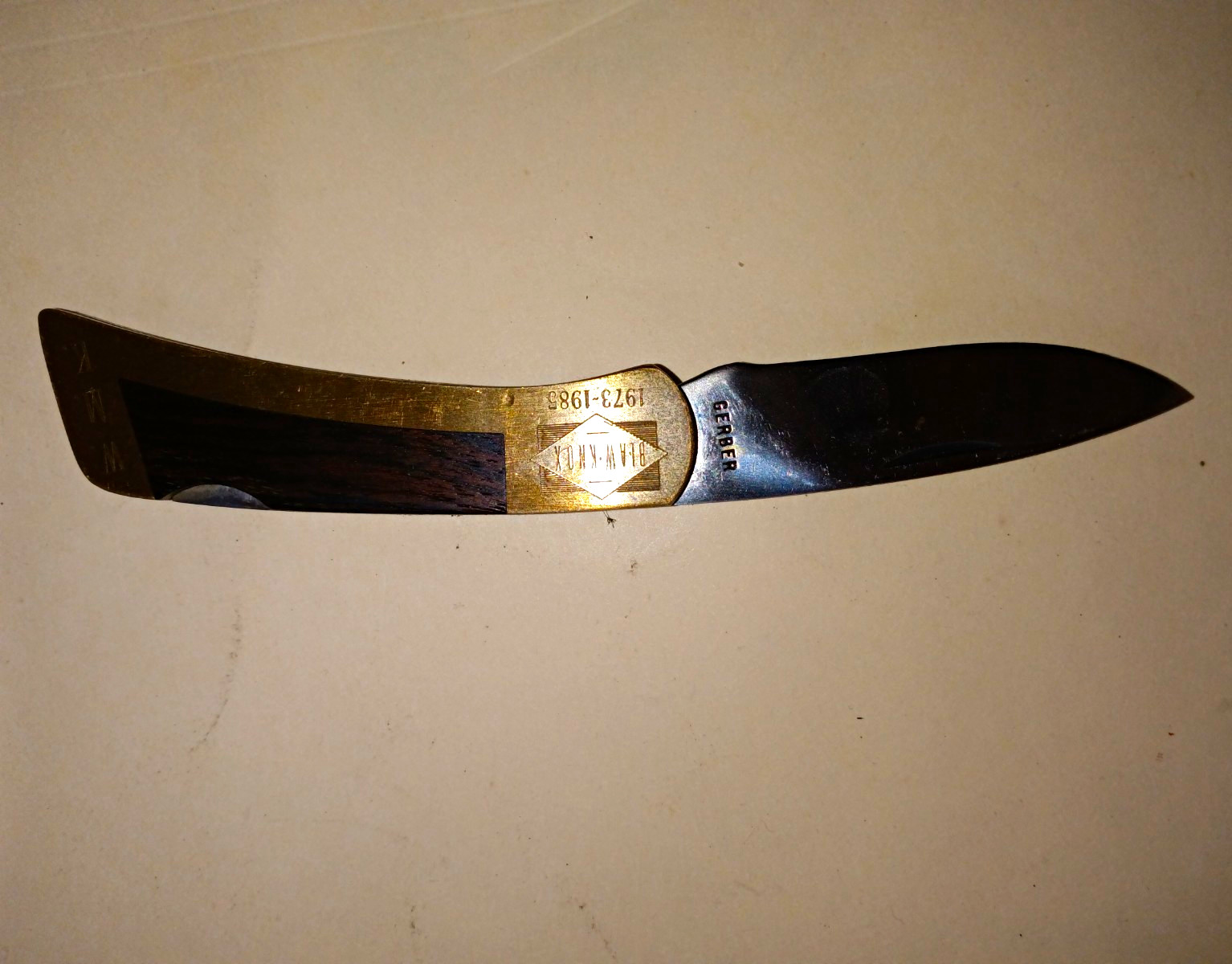 Vintage USA Gerber 97223 Lockback Pocket Knife  Wood Handle 