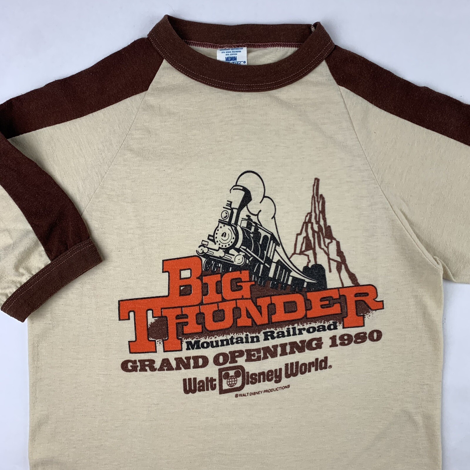 VTG 80s Disney Big Thunder Mountatin Railroad T-Shirt Medium 1980 Grand Opening