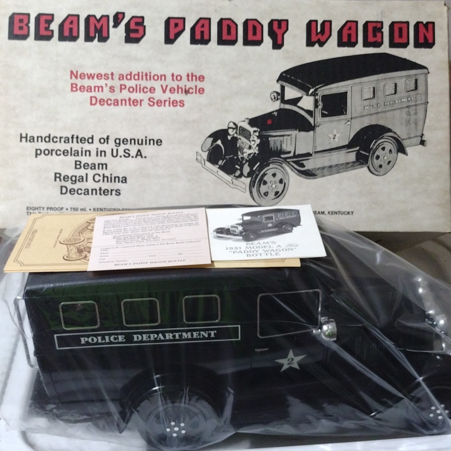  Vintage Beam 1931 Model A Ford Black Police Decanter ORIGINAL BOX- EMPTY 