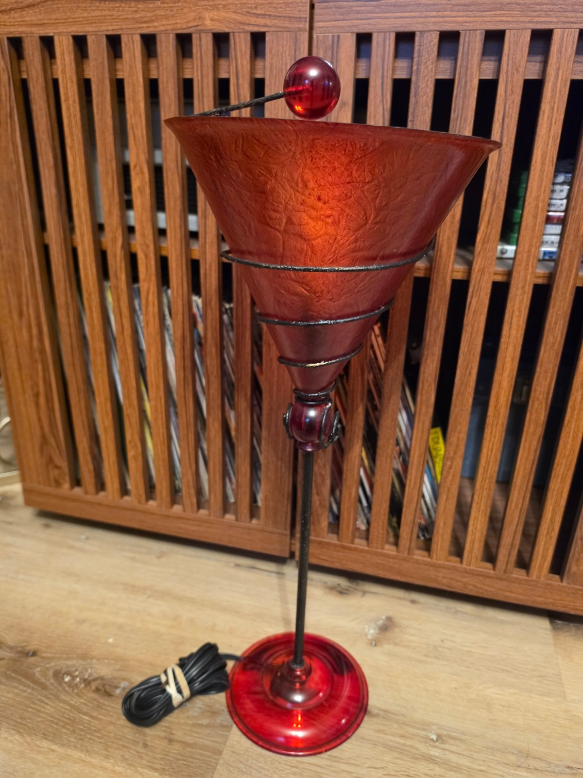 Vintage Berman Red Fiberglass Martini Light Table Accent Lamp 20.5