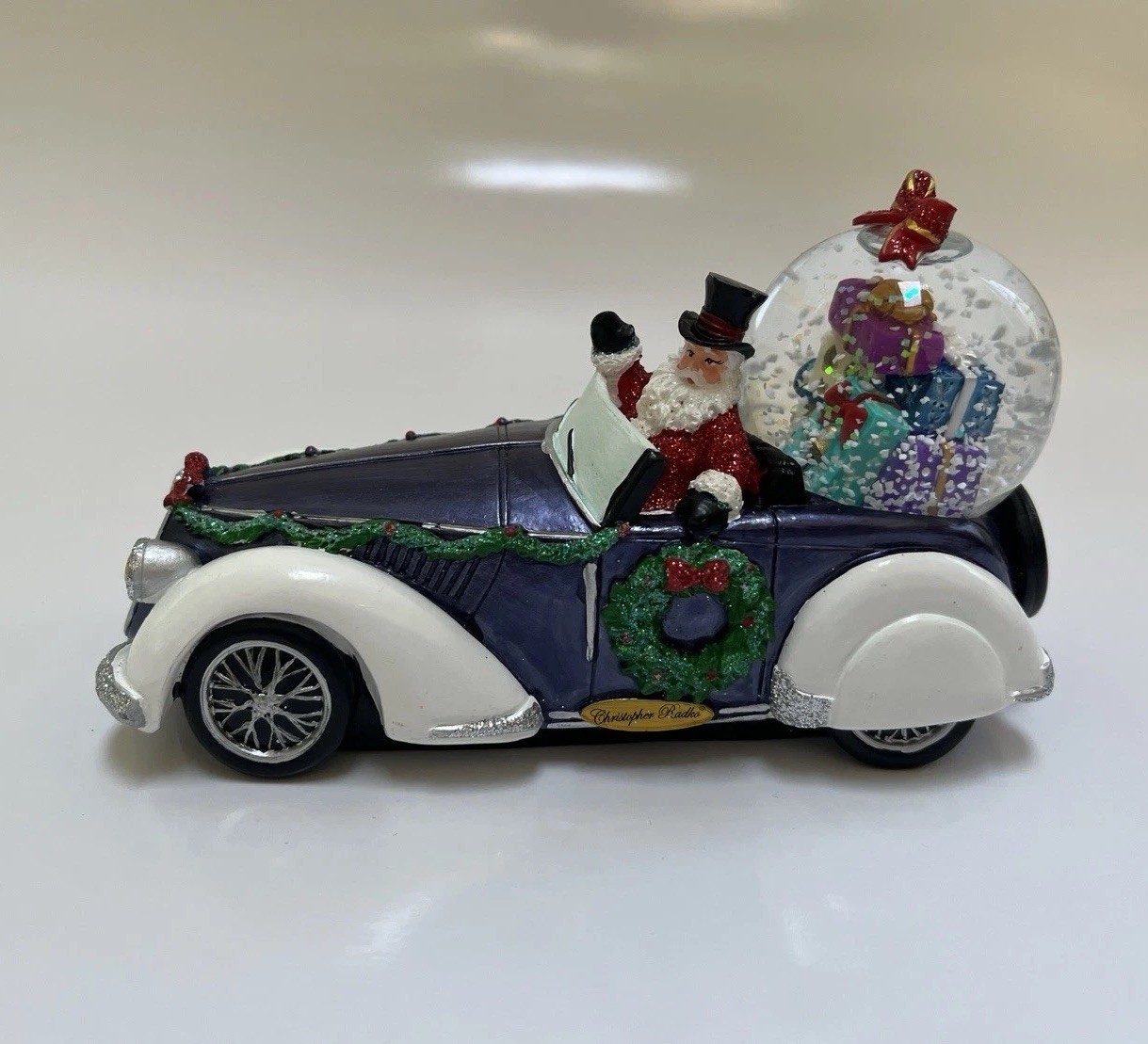 Christopher Radko Retro Roadster Snowglobe ~ Santa In Car Home For The Holidays