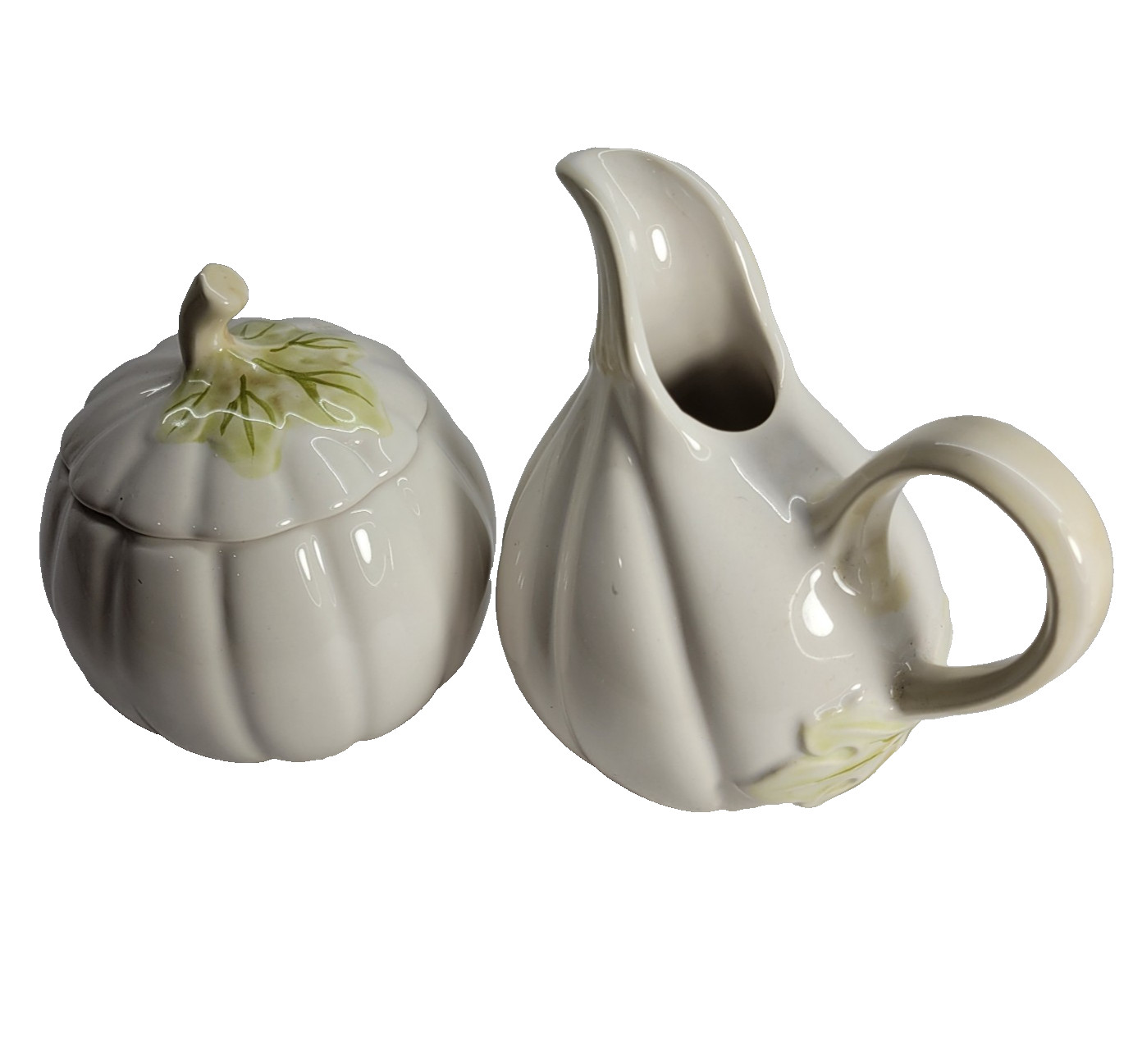 Lenox Butler’s Pantry Harvest Creamer & Covered Sugar Bowl Portugal Gourd Relief