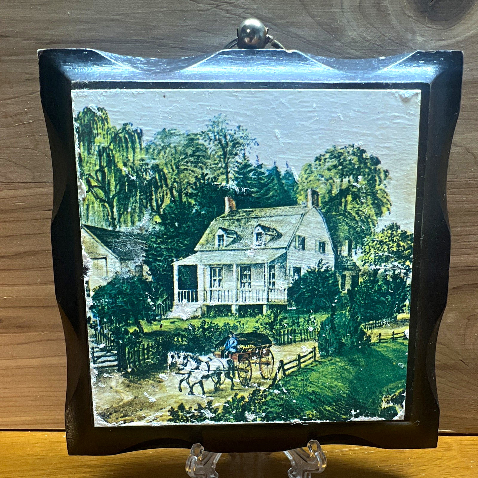 Vintage Miniature Wall Art Framed Landscape Country House Made in Taiwan