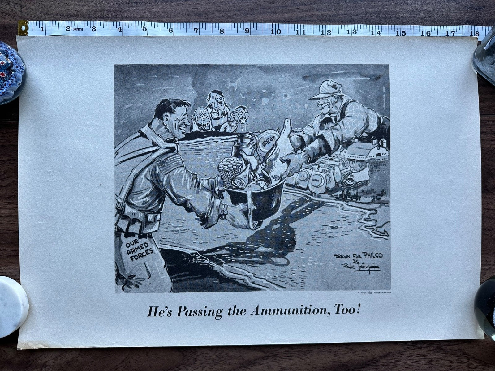 Vintage 1943 WWII World War Two Poster Philco Home Front Passing The Ammunition