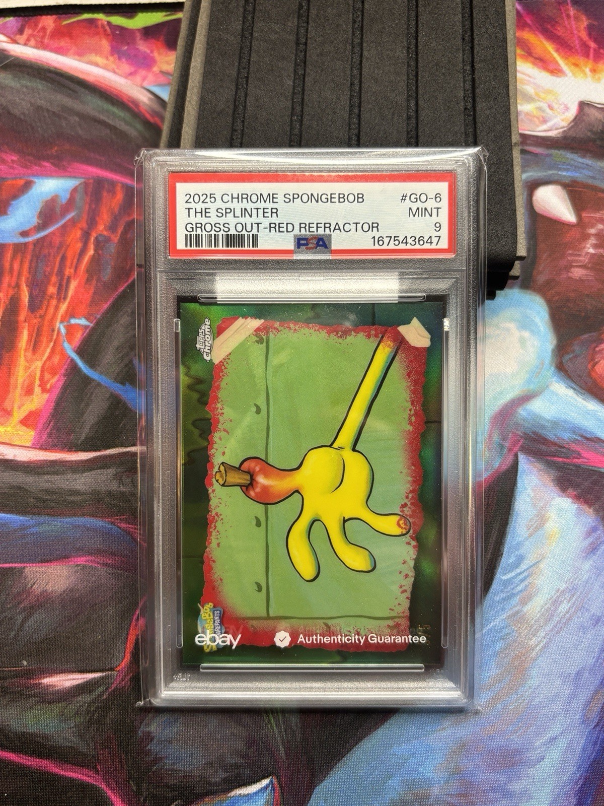 Topps 2025 Chrome SpongeBob The Splinter #GO-6 Gross Out Red Refractor PSA 9