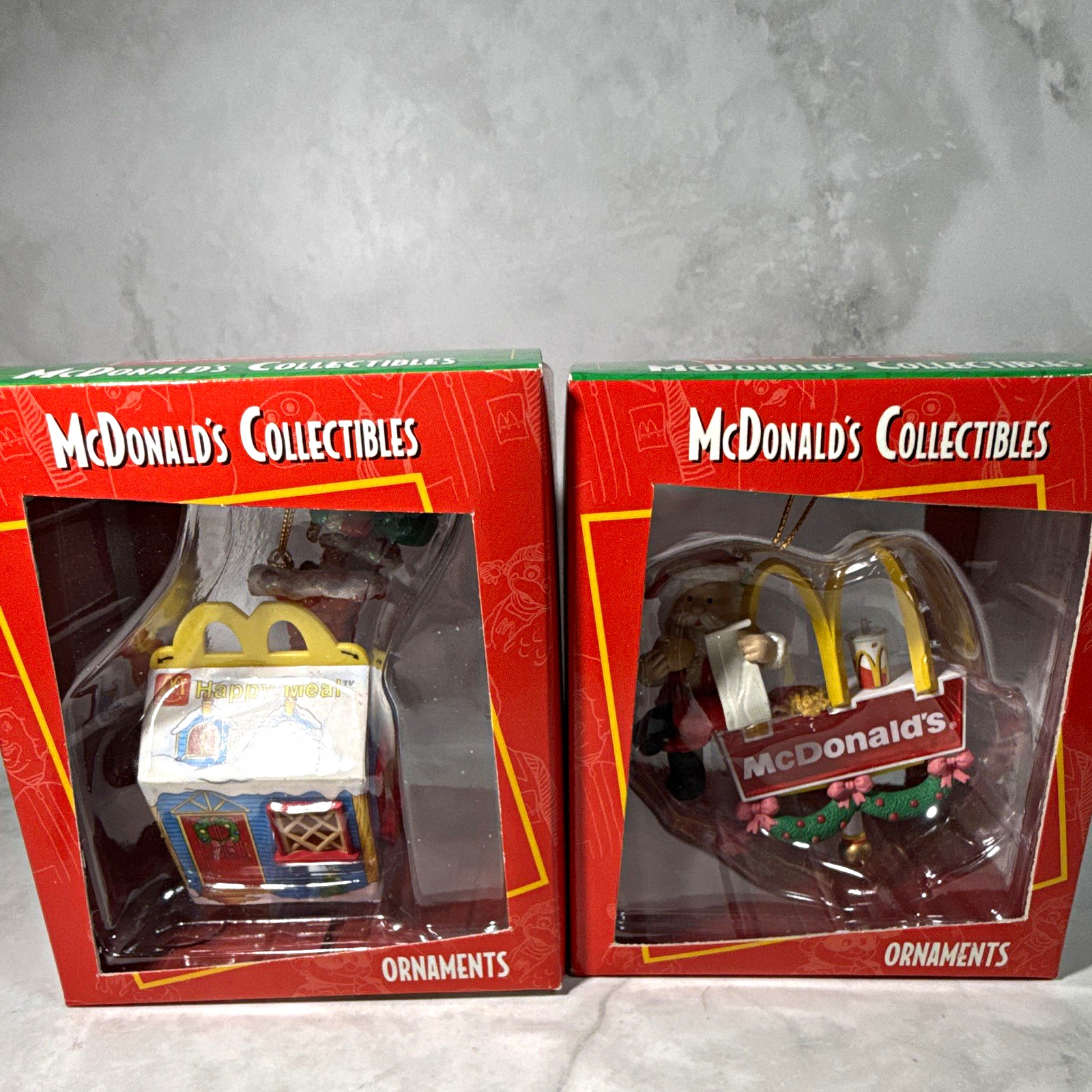 McDonald\'s Collectibles Santa Christmas Hanging Plastic Ornaments Lot of 2 1996
