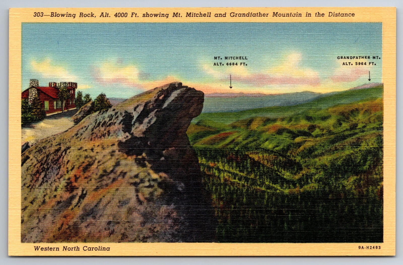 Western NC, Blowing Rock, Mt Mitchell, Grandfather Mt, Vintage Postcard
