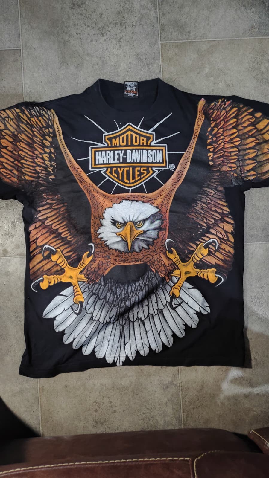 Vintage 1996 Harley-Davidson Eagle All-Over Print T-Shirt Large