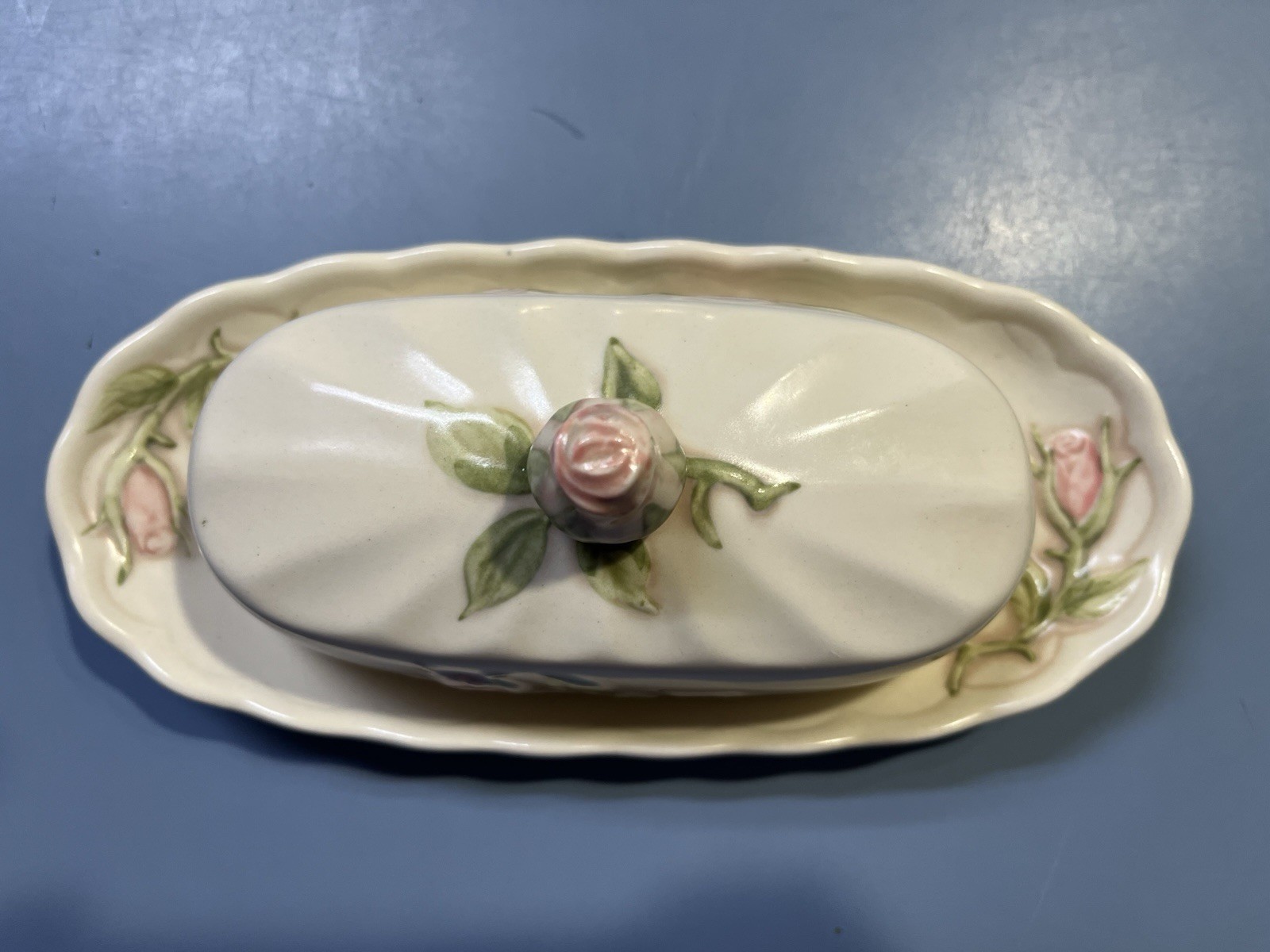 Vintage Franciscan Desert Rose Covered Butter Dish 1/4 Lb Tray & Lid Rosebud