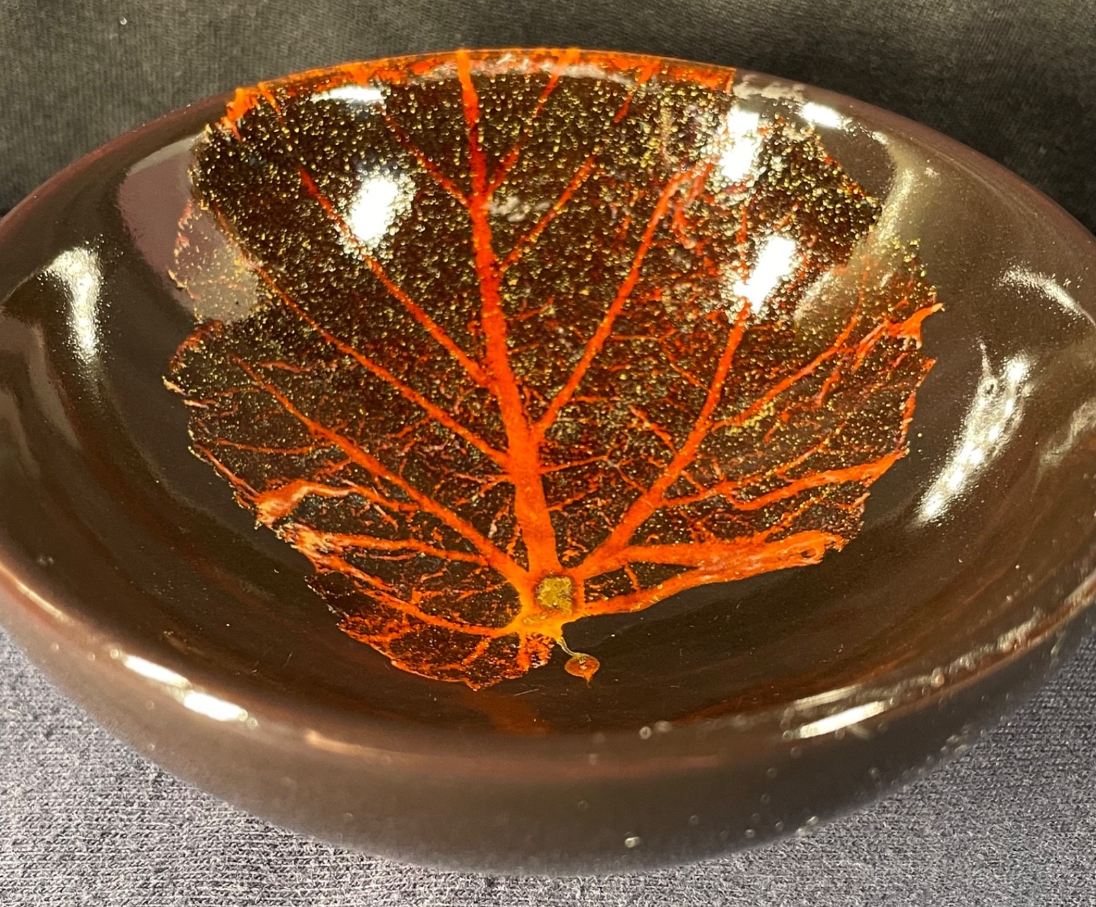 Chinese Studio Pottery Jizhou Leaf Tenmoku Tea Cup Mu Ye Jian w/ gift box