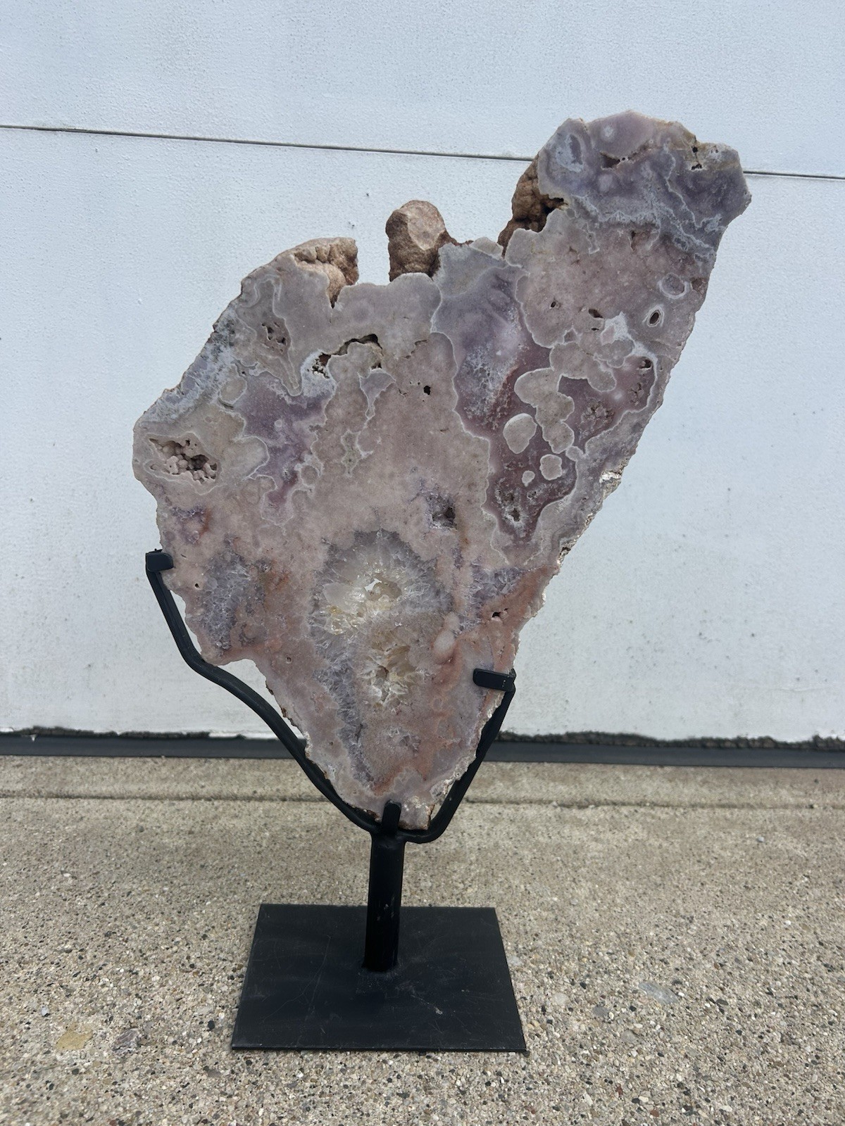 Pink Amethyst Slab Double Sided on Stand Brazil 19in Druzy Crystal Decor 8LB
