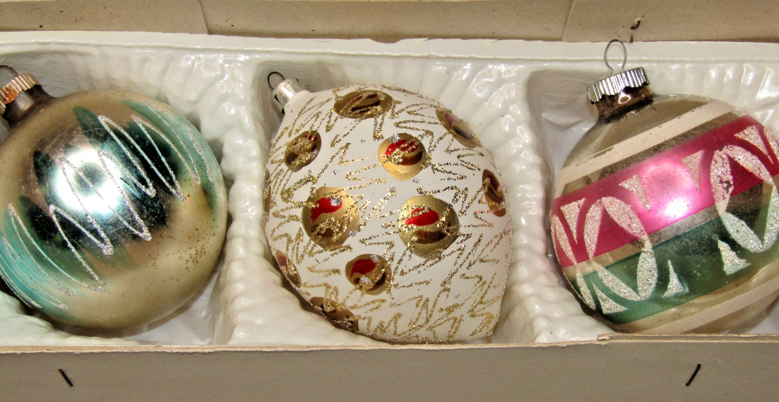 Lot VTG Glass Glitter Large Multicolor BALL DROP Christmas Ornaments USA Romania