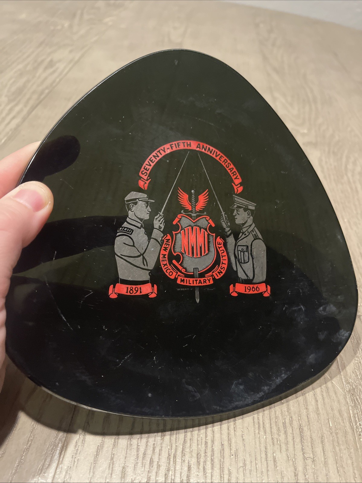 Vintage N.M.M.I. 75th Anniversary 1966 NEW MEXICO MILITARY INSTITUTE Black Plate