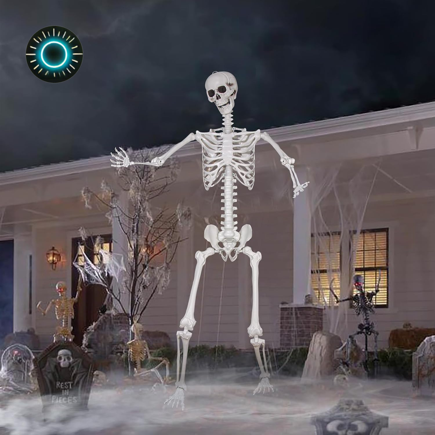 7.9FT Giant Halloween Skeleton Full Body Posable Joints Large Haunted House Deco