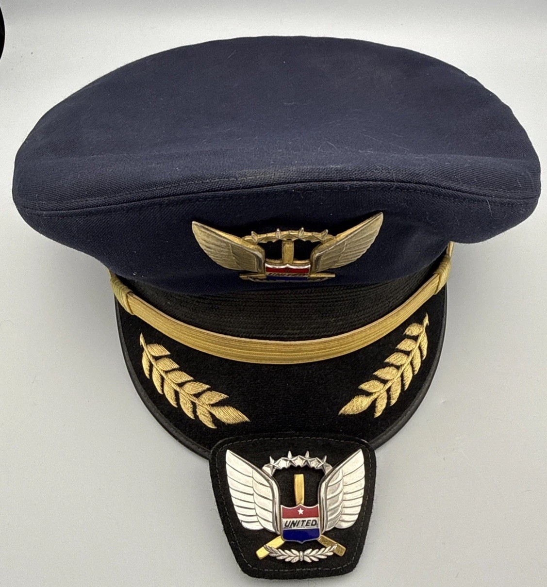 Vintage United Airlines Pilots Captains Hat and Badge