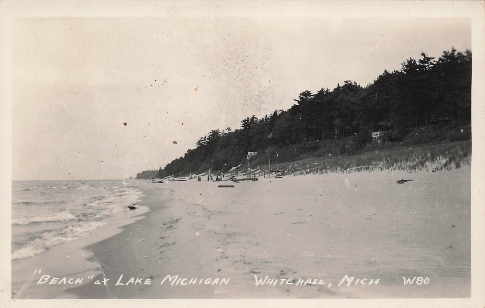 RPPC Whitehall MI Lake Michigan Sylvan Beach Wabaningo DPO Photo Postcard E42