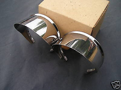 NEW PAIR OF ACCESSORY STAINLESS STEEL MIRROR VISORS FOR 4 & 5 INCH ROUND MIRRORS