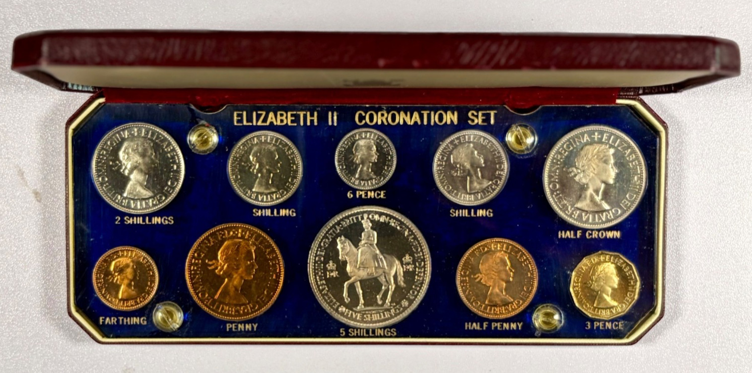 1953 Queen Elizabeth II Coronation Coin Set - Rare Plastic Holder
