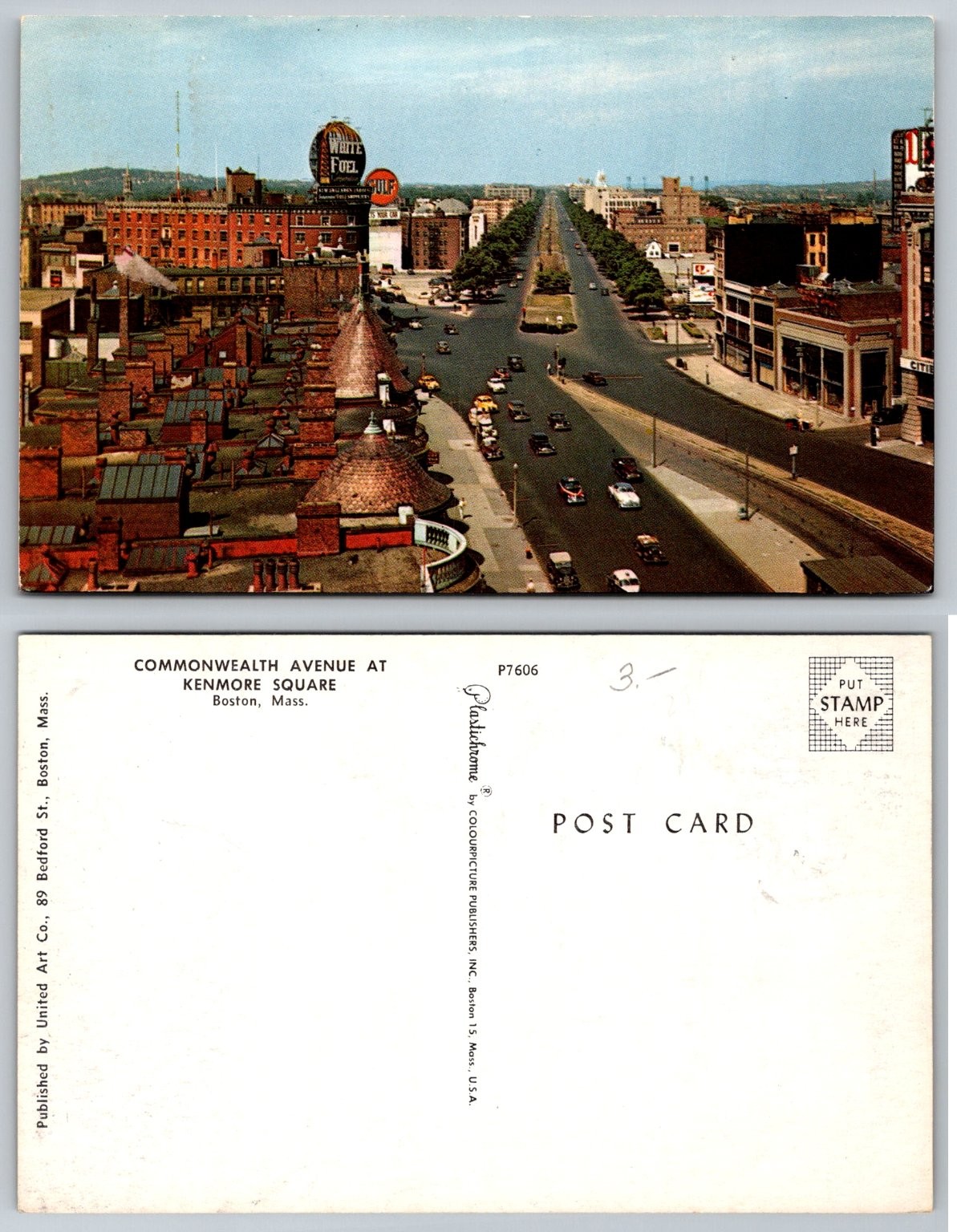 Commonwealth Avenue at Kenmore Square Boston Massachusetts Vintage Postcard