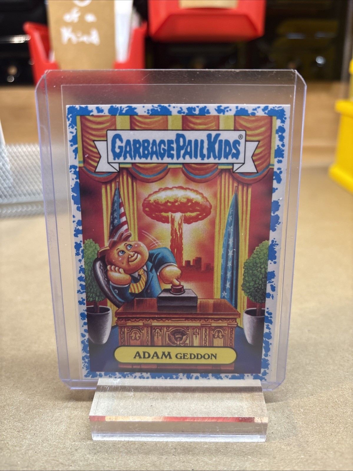 Topps Garbage Pail Kids 2017 Adam-Geddon 17b Adam Bomb Numbered 19/99 Blue Spit