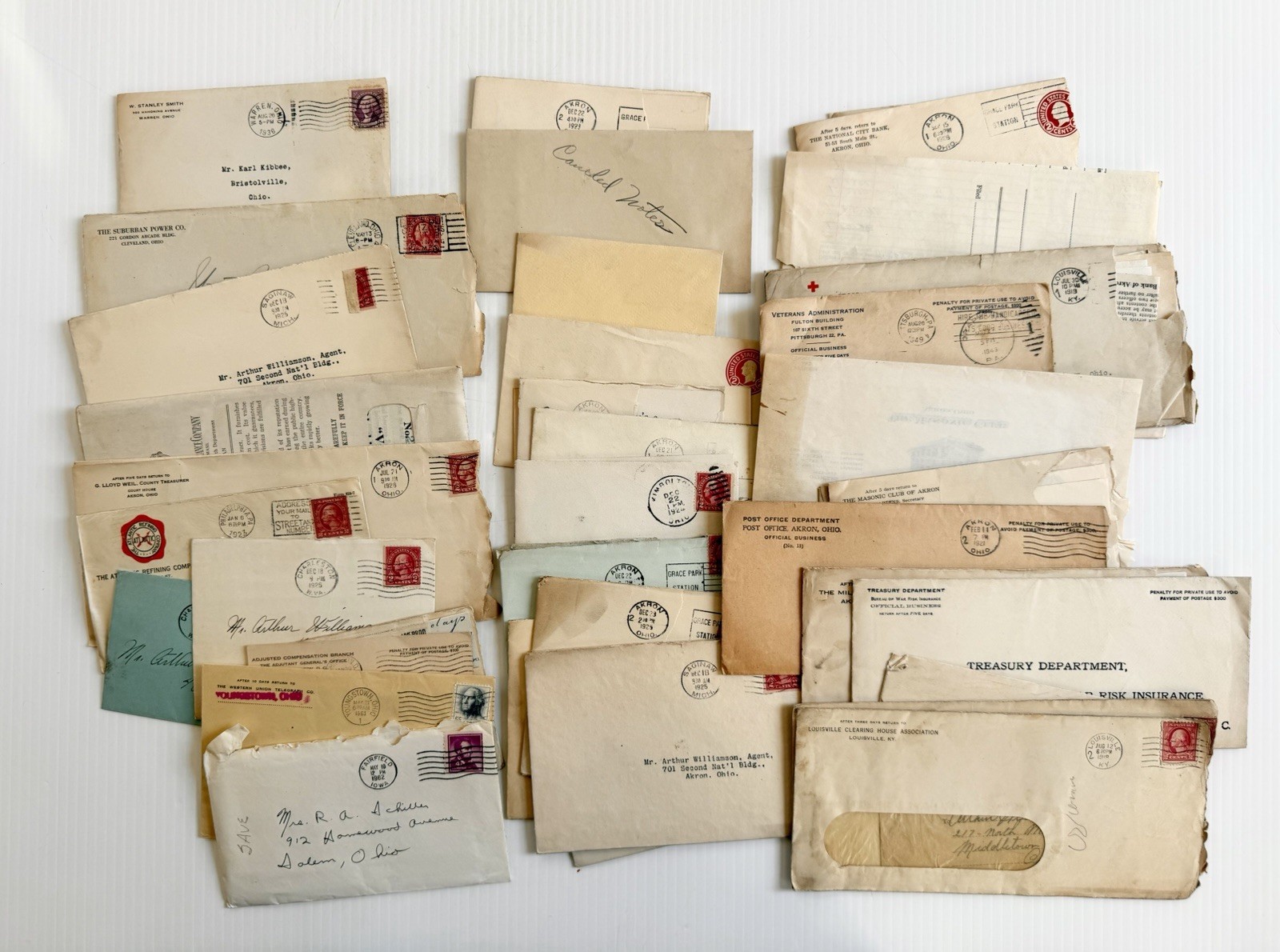 Vintage Antique Mostly 1920s Ephemera Mail Lot- Cards, Letters, Bills Etc
