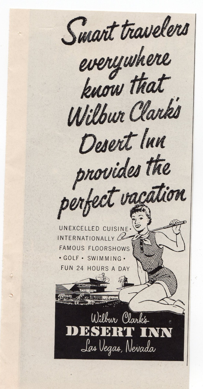 1955 Wilbur Clarks Desert Inn Las Vegas Nevada Casino Mid Century Ad