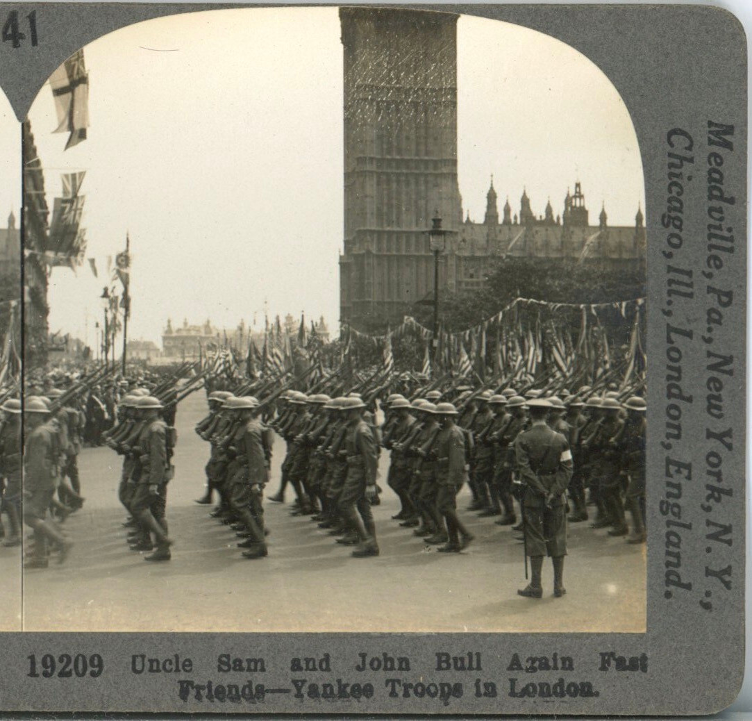 WW1, Uncle Sam & John Bull Again Fast Friends, London--Keystone Stereoview Q41