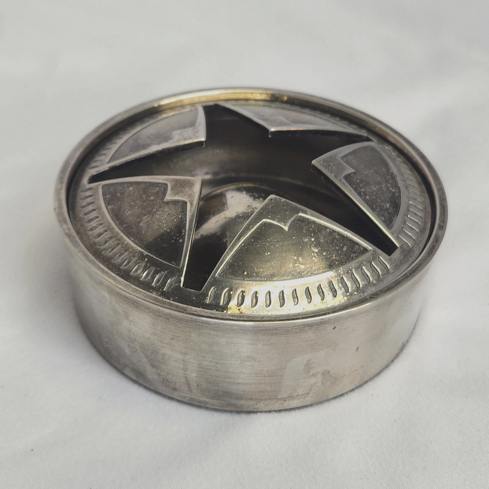 Vintage 1970's Texas Lone Star MCM Ashtray Stainless Steel With Lid Windproof