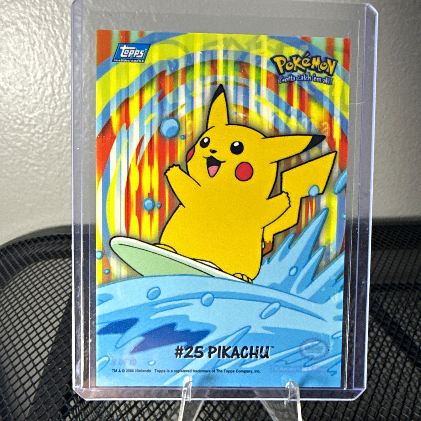 2000 Topps Pokemon Surfing Pikachu #25 TV Animation Series 8 Of 10